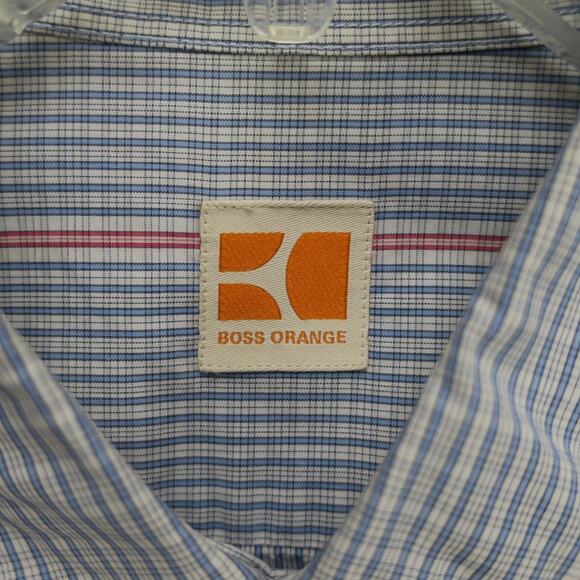 Hugo Boss Plaid Hidden Placket Shirt Men's XL Blue Cotton Button-Up Smart Casual - Picture 3 of 13